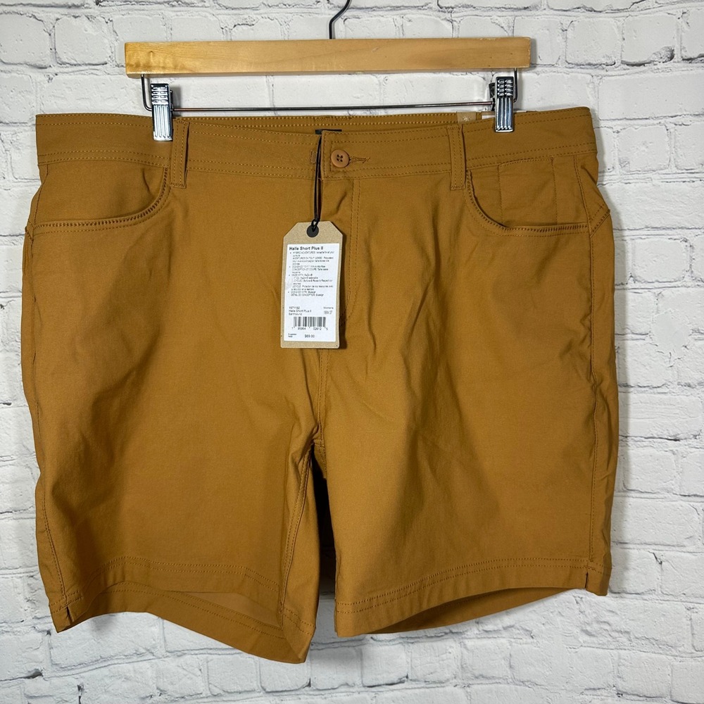 NEW Prana Halle Short Plus II Earthbound Brown Hiking Shorts Womens 18W NWT
